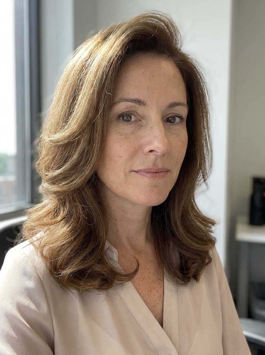 Mittellange Haare mit Soft Blowout - Büro Frisur